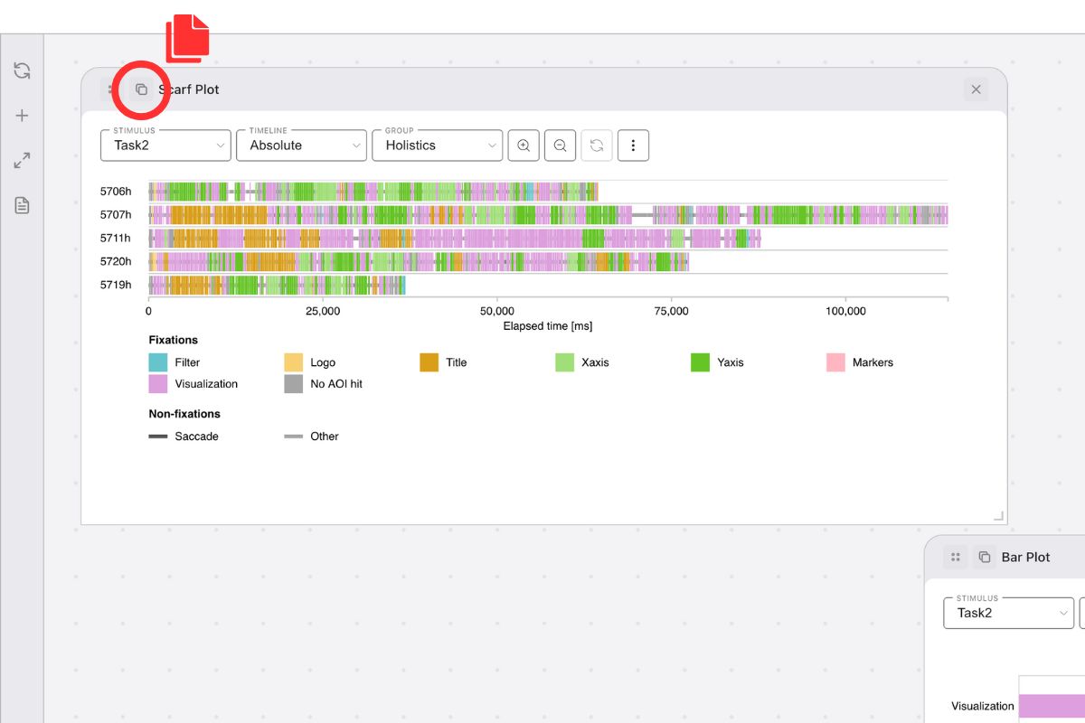 Using the Duplicate button to copy a plot in the workspace.