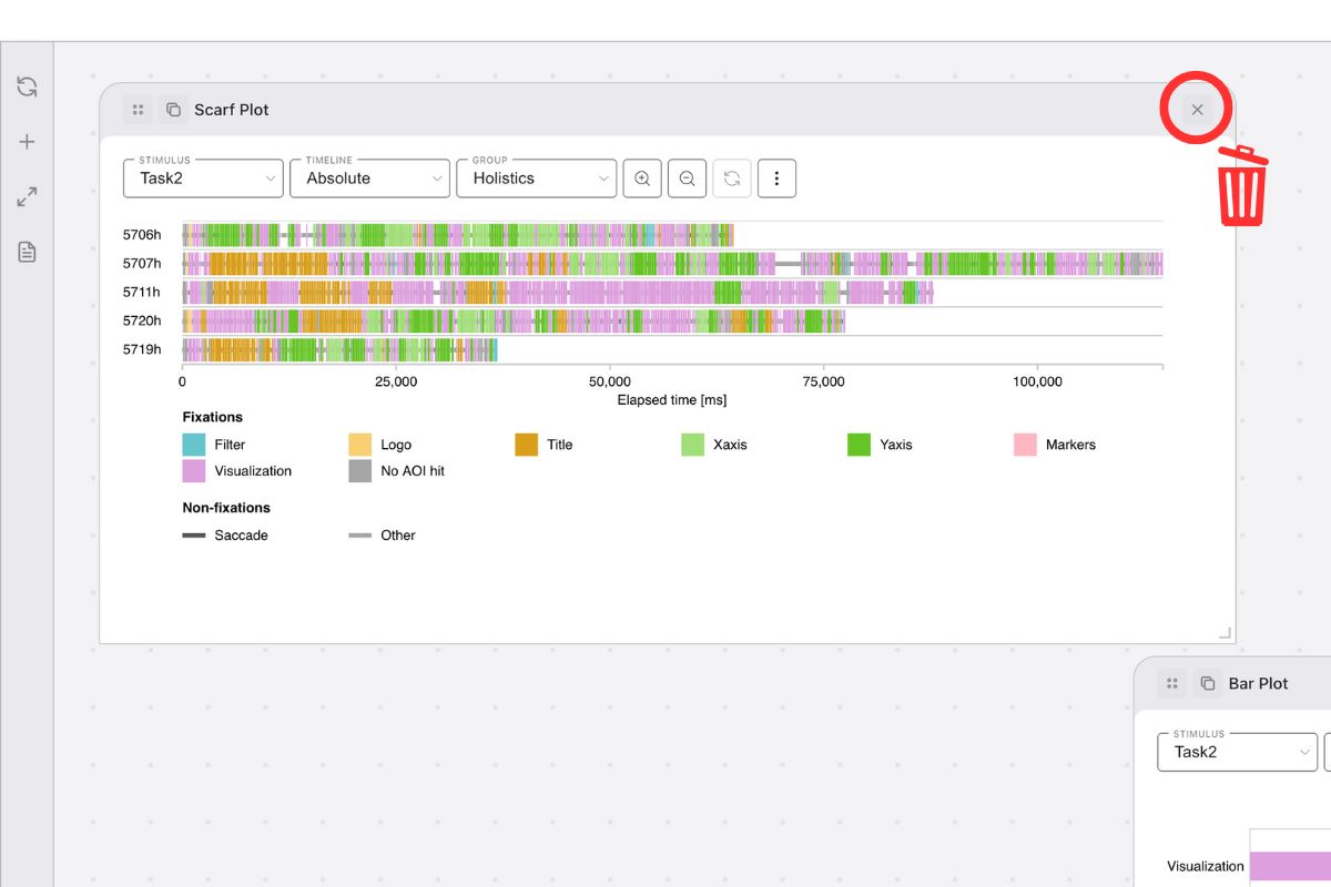 Using the Remove button to delete a plot from the workspace.